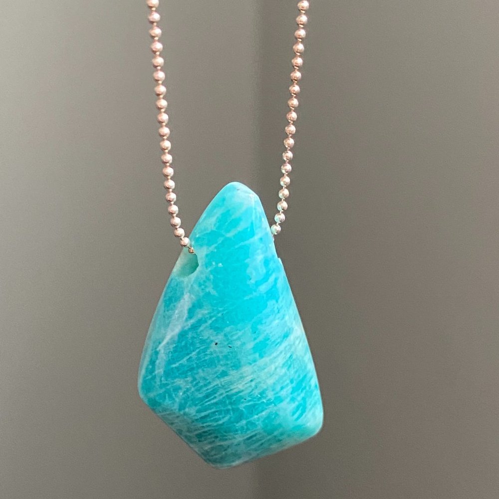 Pratt Daddy Amazonite Pendant with Sterling Silver ball chain - One of a Kind